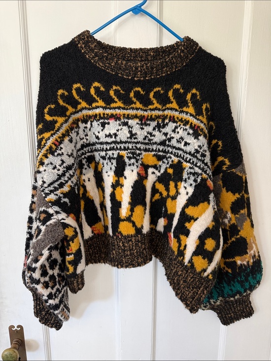 Pilcro Sweaters - Anthropologie Pilcro Patterned sweater, NWOT, Medium, Black/orange/teal